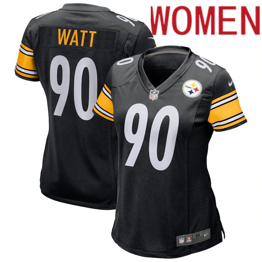 Women Pittsburgh Steelers #90 T.J. Watt Nike Black Game Player NFL Jersey->women nfl jersey->Women Jersey